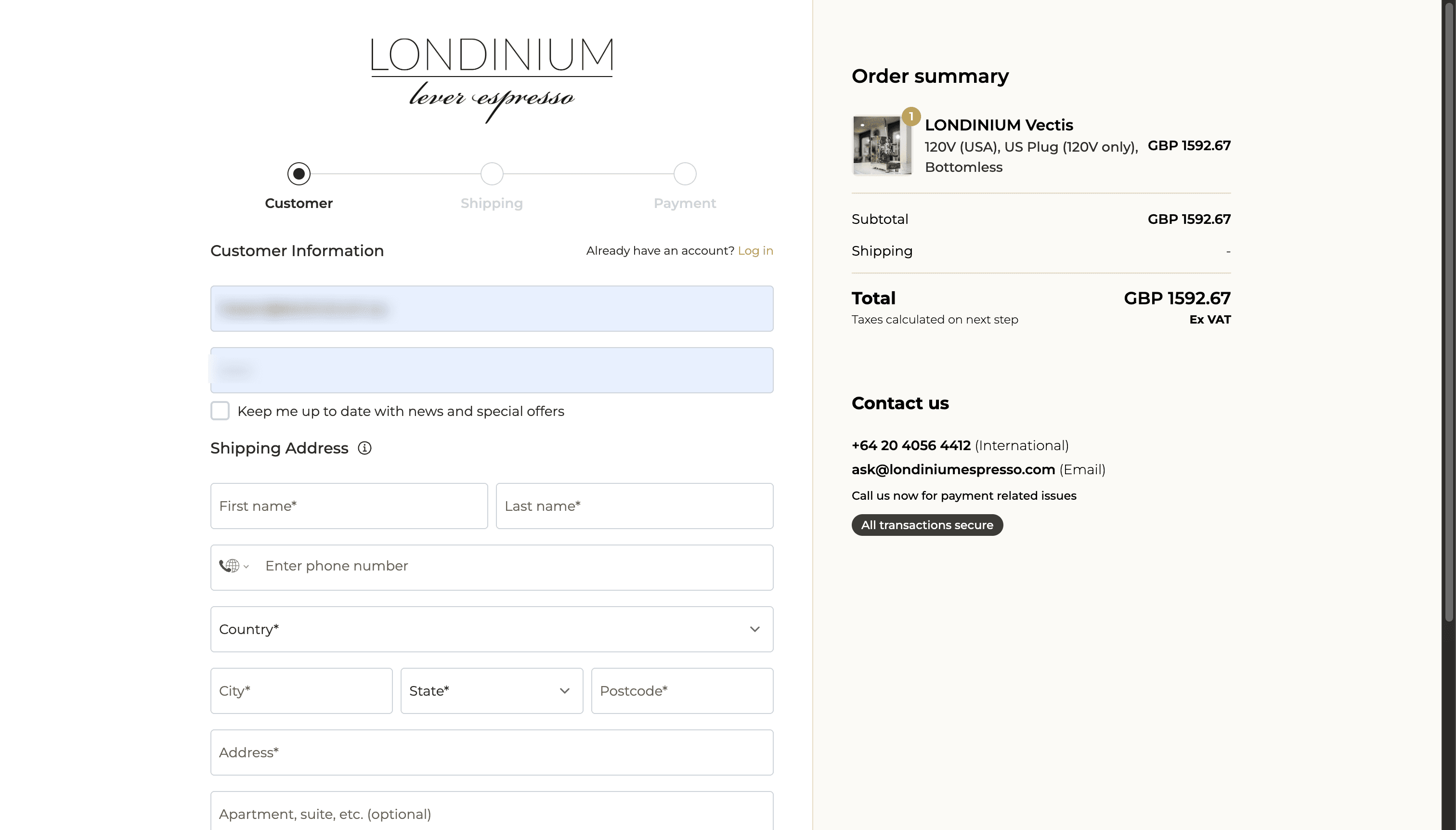 Londinium Checkout